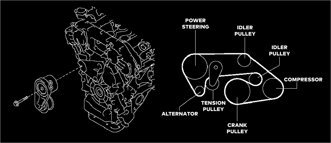 R35 GTR OEM serpentine alternator belt diagram