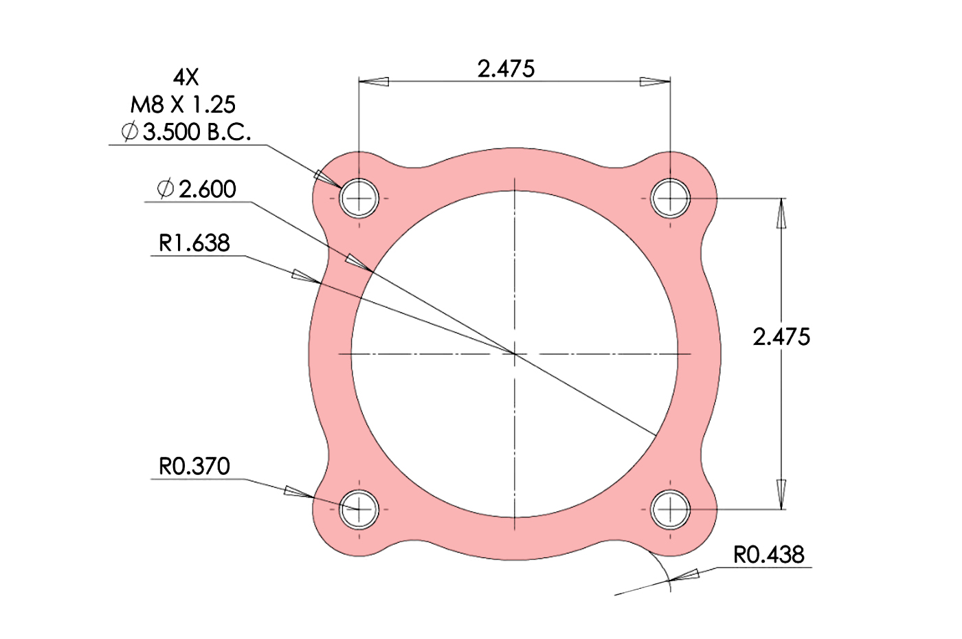 PTE T3 4-Bolt Outlet Diagram