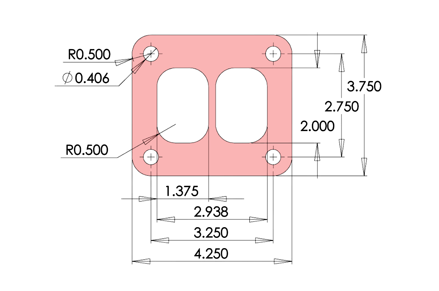 PTE T4 4-Bolt Divided Inlet Diagram